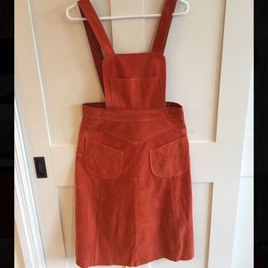 Free People Suede Orange Skirt Overalls